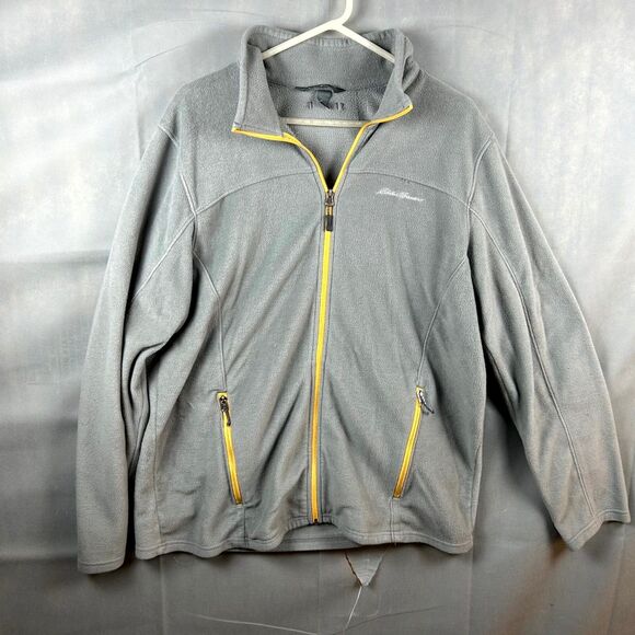 Eddie Bauer Fleece Jacket Men's TXL Gray Full Zip Mock Neck Long Sleeve Outdoor - Picture 1 of 8